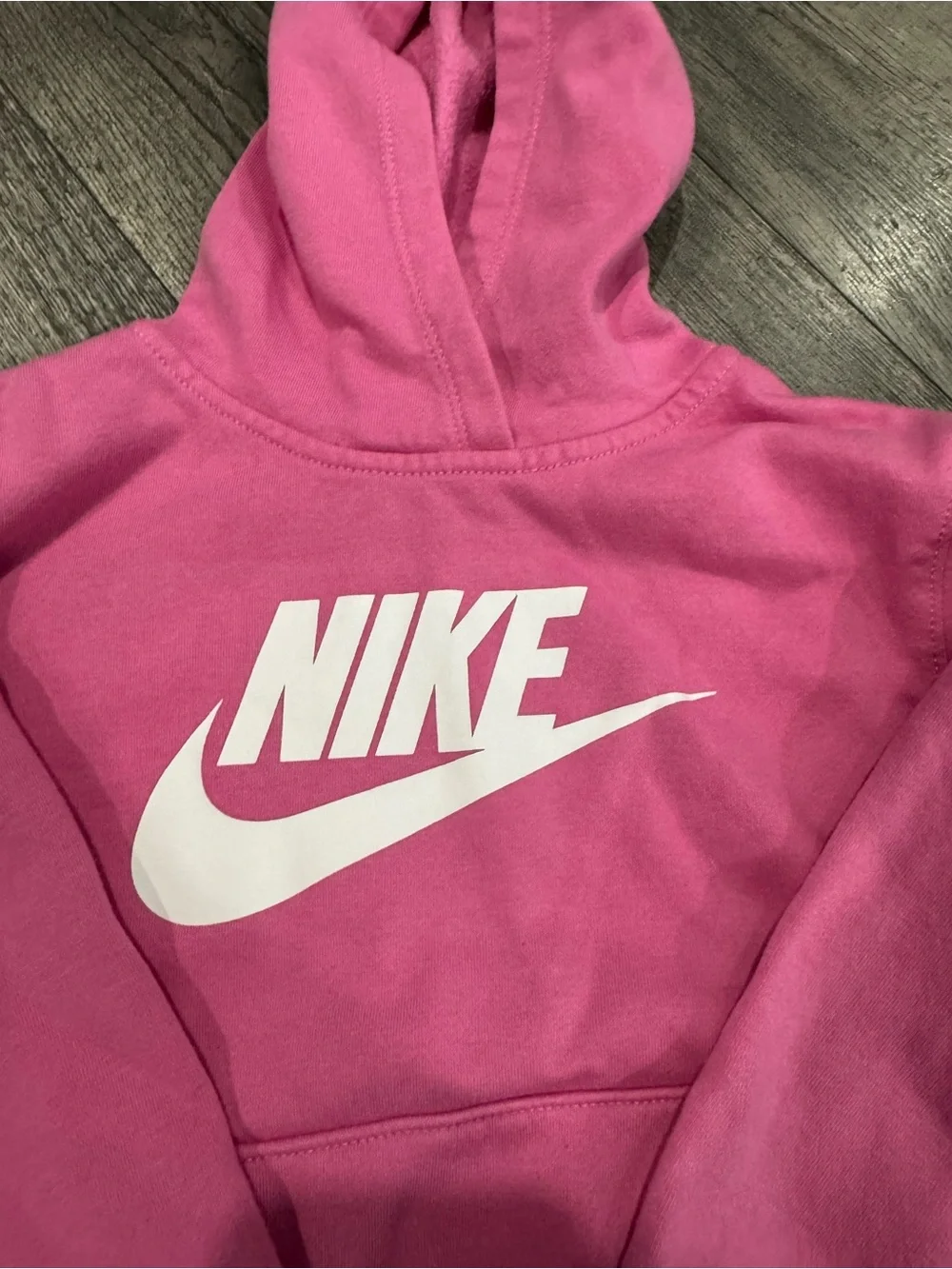 Nike Kids Pink Pullover Hoodie with White Logo